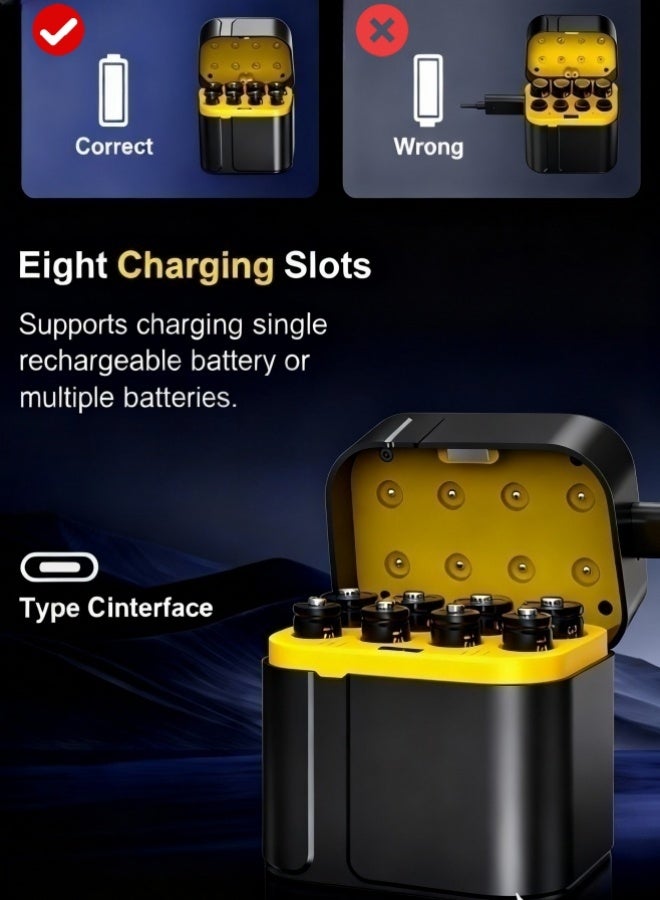 دي بي تي 8-حزمة آ بطاريات ليثيوم قابلة للشحن مع الذكية ليد شحن حالة ، 1.5 فولت 3700 مللي أمبير ، 1300 + دورات ، إب 68 للماء ، متعددة حماية بطارية مجموعة ل البعيد ، اللعب ، لوحة المفاتيح والماوس - Image 4